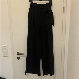 Milly Elegant Black Wide-Leg Pants Tie Belt Size 12